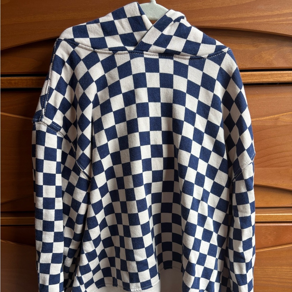 Crewcuts Navy and Cream Checkered Top